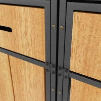 Mülltonnenbox mit Pflanztrog, für 4 Mülltonnen, Frontzugang mit Schloss und Griff, 264x80x124 cm, Grau+Naturfarbe(m-9)