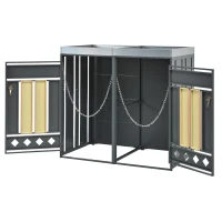 Mülltonnenbox mit integriertem Pflanztrog, abschließbar, für 2 Standard‑Mülltonnen, 132x80x124,5 cm, Grau+Naturfarbe(m-8)