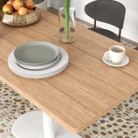 HOMCOM Masă dreptunghiulară pentru 6 persoane, 120 x 70 x 75 cm, masă de bucătărie cu picior central și blat gros stejar alb(m-5)