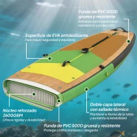 Outsunny Tabla Paddle Surf Hinchable SUP Extra Largo de 335 cm con Asiento Remo Convertible Aletas Bomba y Mochila Carga 180 kg(m-4)