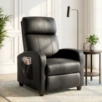 HOMCOM Fauteuil de Relaxation et Massage électrique avec Inclinaison Manuelle Dossier Repose-Pied réglable revêtement synthétique Noir(m-10)