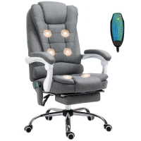 Vinsetto Heated 6 Points Vibration Massage Executive Office Chair Adjustable Swivel Ergonomic High Back Desk Chair Recliner with Footrest Grey(m-11)