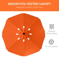 Outsunny Solar Patio Umbrella with LED and Tilt, Outdoor Market Table Umbrella Parasol with Crank, 3 x 3 (m), Orange(m-6)