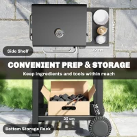 Outsunny Grill węglowy kompaktowy wózek z pokrywą, termometrem, rusztem, tacą na popiół i otworami wentylacyjnymi(m-7)