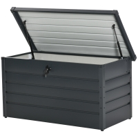 Outsunny Coffre de rangement exterieur XXL 311L coffre de jardin acier galvanisé verrouillable vérin à gaz 120x62x62cm gris foncé
