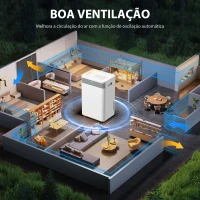 HOMCOM Desumidificador 12L/dia Silencioso com 3 Modos Ecrã LED Temporizador 24H Bloqueio Infantil e Drenagem Contínua 25x22x44,5 cm Branco(m-9)