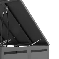 Mülltonnenbox mit hydraulischem Klappdeckel, abschließbaren Doppeltüren und zwei Fächern, 132x80x120 cm, Grau+Naturfarbe(m-10)
