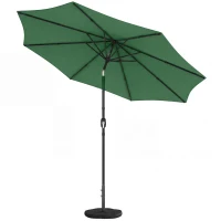 Outsunny 2.7 m Garden Parasol Umbrella with Cross Base and Sandbag, Retractable Ribs, Outdoor Table Market Umbrella, Green(m-10)