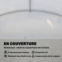 Outsunny Bâche de Rechange Serre Tunnel 9 m², bâche 3 x 3 x 2 m PE Anti-UV imperméable 6 fenêtres + Porte Enroulable zippée blanc(m-6)