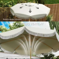 Outsunny Umbrelă de Grădină Rotundă 2.7x2.4 m cu Manivelă, din Metal și Poliester, Bej(m-6)