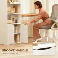 HOMCOM 6-Tier Tall Bookcase, Bookshelf with 4 Open Shelves and Double Door Storage Cabinet, Freestanding Display Rack for Living Room, Bedroom, Home Office, Study, 59 x 29 x 180cm, White(m-6)