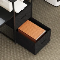 HOMCOM Mesa Gaming Dupla de 244 cm com Estação de Carga Portos USB Suportes para Monitor Gavetas de Tecido Preto(m-5)