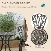 Outsunny Set Mobilier Grădină 2 Persoane 2 scaune și Masă Rotundă stil retro din aluminiu turnat, bronz(m-4)