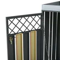 Mülltonnenschrank mit Blumentrog, 2-tlg. abschließbare Mülltonnenbox, 132x80x124,5 cm, Grau+Naturfarbe(m-12)