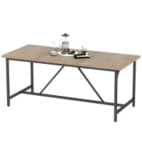HOMCOM Masă dreptunghiulară de dining pentru 6-8 persoane masă de bucătărie stil industrial 180 x 80 x 75,5 cm efect lemn natural(m-7)