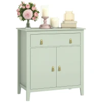 HOMCOM Aparador para salón, mueble de almacenaje con cajón, doble puerta, estante ajustable, 80 x 40 x 90 cm, verde claro(m-7)