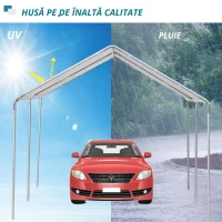Outsunny prelata auto, cu kit ancorare, 5.95x2.9x2.6m, alba(m-6)