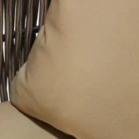 Modernes 6‑teiliges Garten-Essgruppen-Set, für 6 Personen, Khaki+Naturfarbe(m-9)