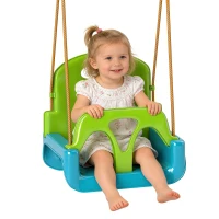 Outsunny Baloiço Infantil 3 em 1 com Cordas Ajustáveis, Encosto Removível, Barra em T e Cinto de Segurança Verde Escuro(m-10)