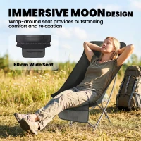 Outsunny Camping Chair for Adults Heavy Duty Folding Camp Chair with Side Pocket and Carry Bag Black(m-4)