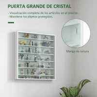 HOMCOM Vitrina de Pared de Madera con Estantes Ajustables y 2 Puertas Correderas de Cristal 80x9,5x83 cm Blanco(m-5)