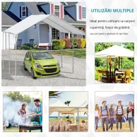 Outsunny prelata auto, cu kit ancorare, 5.95x2.9x2.6m, alba(m-7)
