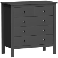 HOMCOM 5 Drawer Dresser for Bedroom, Modern Chest of Drawers, Wide Storage Unit for Living Room, Hallway, Black(m-1)