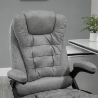 Vinsetto Massage Recliner Chair Heated Office Chair with Six Massage Points Microfiber Cloth 360° Swivel Wheels Grey(m-10)