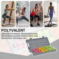 HOMCOM Ensemble d'haltères courtes multicolores total 6 kg avec mallette 6 haltères 0,5kg, 1kg, 1,5kg acier et revêtement PU rouge jaune et vert(m-4)