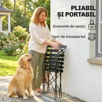 Outsunny Set de 2 Scaune de Grădină Pliabile cu Șezut cu Lamele(m-4)