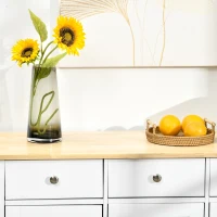 HOMCOM Sideboard with Rubber Wood Top, Modern Storage Cabinet with 3 Adjustable Shelves, White(m-8)