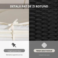 Outsunny Set Modular Canapea Circulara pentru Exterior din PE Ratan Negru si Bej(m-5)