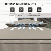 Outsunny Pavilion de grătar 242x149x248 cm rezistent la apă ignifug pavilion de grădină cu acoperiș cu dublu strat Gri(m-5)