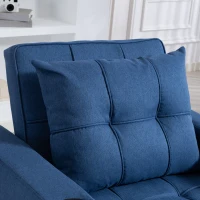 HOMCOM 3-in-1 Single Sofa Bed, Convertible Sleeper Chair Bed with 3-level Adjustable Back - Dark Blue(m-10)