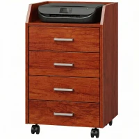 Vinsetto Cajonera de Escritorio con Ruedas Cajonera de Oficina con 4 Cajones Archivador Móvil para Estudio 40x36x65 cm Marrón(m-10)