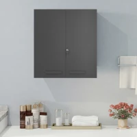 kleankin Medizinschrank, abschließbarer Medikamentenschrank mit 2 Türen und 6 Regalen, Schwarz(m-7)