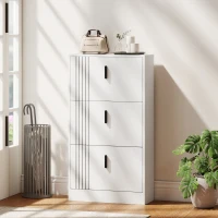 HOMCOM Dulap pentru încălțăminte dulap pantofi cu 3 uși rabatabile 18 perechi capacitate mare din lemn 63 x 24 x 117 cm alb(m-6)