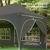 Outsunny Carpa Plegable 6x3 m Pop-up con 6 Laterales Desmontables Altura Ajustable y Bolsa de Transporte Gris Oscuro(m-7)