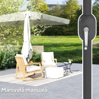 Outsunny Umbrelă dreptunghiulară de grădină 2x3 m cu manivelă, din metal și poliester, crem(m-7)