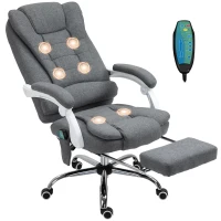 Vinsetto Heated 6 Points Vibration Massage Executive Office Chair Adjustable Swivel Ergonomic High Back Desk Chair Recliner with Footrest Grey(m-10)