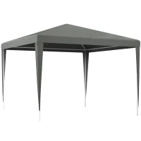 Outsunny Carpa Desmontable de Jardín 3x3 m Gazebo Cenador para Exteriores con 4 Orificios de Drenaje y Tubo de Acero Gris(m-1)