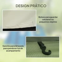 Outsunny Tenda Insuflável Tipo Túnel para 3-6 Pessoas com Alpendre Janelas de Rede e Saco Impermeável Verde-Oliva(m-9)