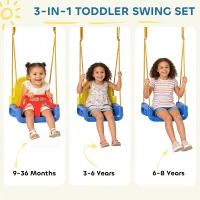 AIYAPLAY 3 in 1 Toddler Swing Set, Folding Child Swing Set with Seat Belt, Adjustable Seat for Outdoor Indoor, Blue(m-4)