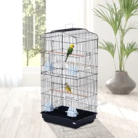 HOMCOM Cage à oiseaux avec mangeoires perchoirs 48 x 36 x 91 cm noir(m-2)