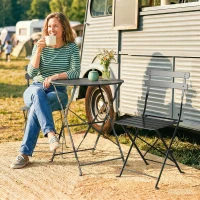 Outsunny Set Bistró Exterior, Mobiliario de Jardín Plegable con Mesa y 2 Sillas, Negro.(m-5)