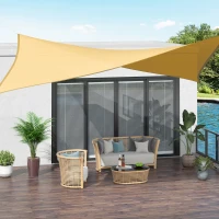 Outsunny Toldo Vela Rectangular 4x3 m Vela de Sombra para Jardín Patio Terraza HDPE Anti UV y Transpirable Color Arena(m-2)