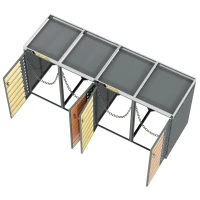 Mülltonnenbox 4‑fach, abschließbar mit integriertem Pflanzkasten, 264x80x124.5 cm, Grau+Naturfarbe(m-9)