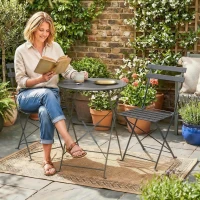 Outsunny Außen-Bistro-Set, klappbare Gartenmöbel mit Tisch und 2 Stühlen, Schwarz.(m-2)