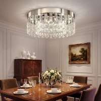 HOMCOM Crystal Chandeliers with 160 Crystal Pendants, 6-Light Ceiling Light for Living Room, Bedroom Dining Room, Silver Tone(m-9)