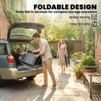 Outsunny Folding Garden Chairs Set of 2, Foldable Garden Dining Chairs with High Back, Armrests, Texteline Seat, Light Grey(m-5)